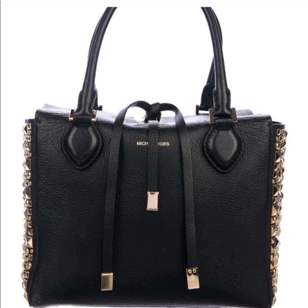 Michael Kors Collection Large Miranda Gold Studded Black Tote